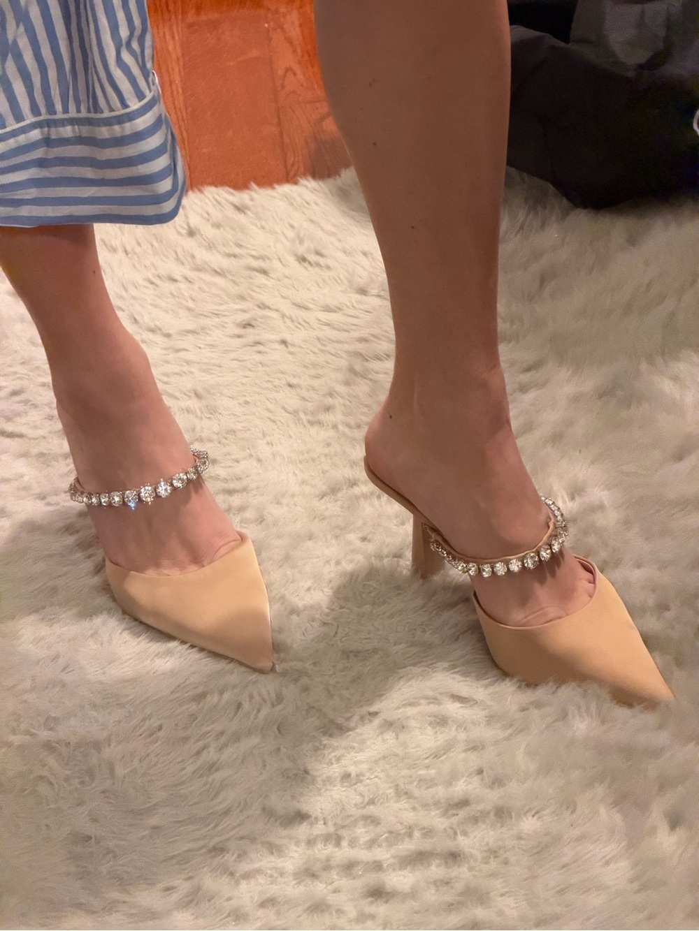 Zara Jeweled Satin Mule Nude - Picture 6 of 12